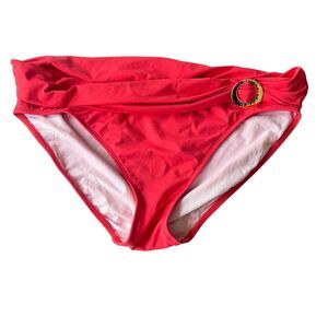 LAUREN Ralph Lauren 14 Coral Rollover Hipster Side Ring Swimwear Bikini Bottom